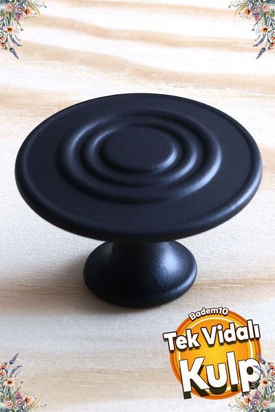 Badem10 Klas Buton de mâner circular Negru mat Mobilier dulap Sertar de bucătărie Mânere dulap Capac Mâner Mâner metal
