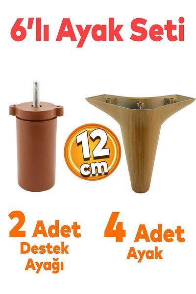 Badem10 Set 6 Mobila Unitate TV Canapea extensibila Fotoliu Picior Suport Canapea 12 Cm Picioare Baza Nuc Inchis M8