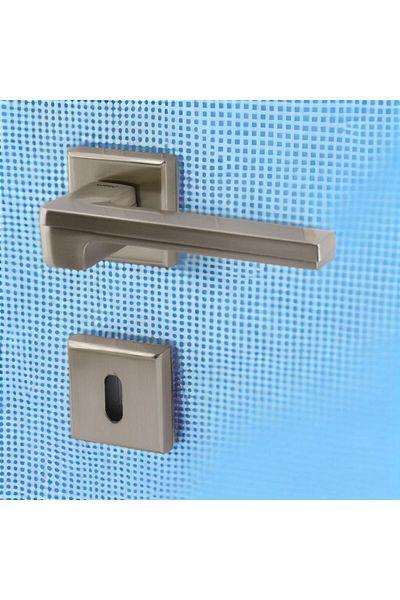 Badem10 Funda Lux Inox Mâner de ușă de cameră cu rozetă pentru uși glisante și uși din oțel Mâner de uși potrivite pentru stânga și dreapta