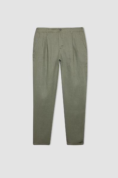 DeFacto Normal geschnittene, kurz geschnittene Leinen-Sommerstoffhose mit doppeltem Bein C1826ax24sm