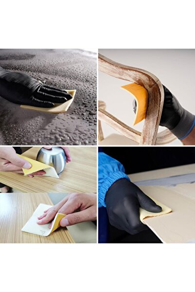 Badem10 Ahşap Sünger Zımpara Kağıdı Mutfak Banyo Bulaşık Süngeri Bant Kağıt Süngerli Zımpara 1 Metre 220 Kum