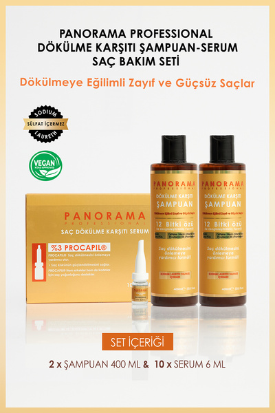 PANORAMA PROFESSIONAL Professional Dökülme Karşıtı 3'lü Set 2*400 ml Şampuan ...