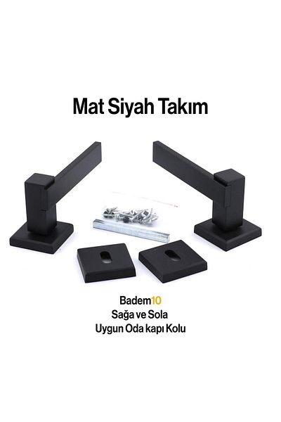Badem10 Begonia Lux Matte - Mâner de ușă de cameră negru - Rozetă - Glisantă - Oțel - Potrivit pentru stânga și dreapta