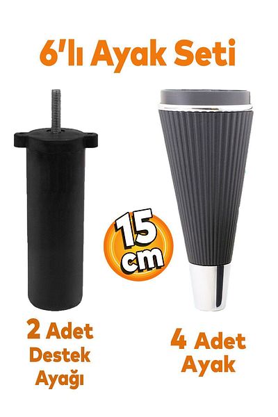 Badem10 Set de 6 din fier - Unitate TV neagră, canapea extensibilă și suport pentru canapea, șuruburi M8 de 15 cm
