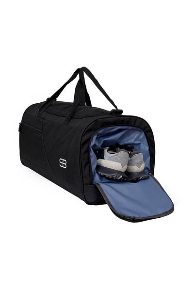 Solo Bag Large Size Unisex Black Sports Fitness and Travel Bag with Shoe Compartment Thermos