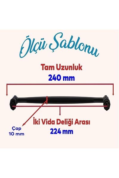 Badem10 Mobilier pe coloană - sertar de bucătărie, dulap, mâner de ușă și metale negre de 224 mm