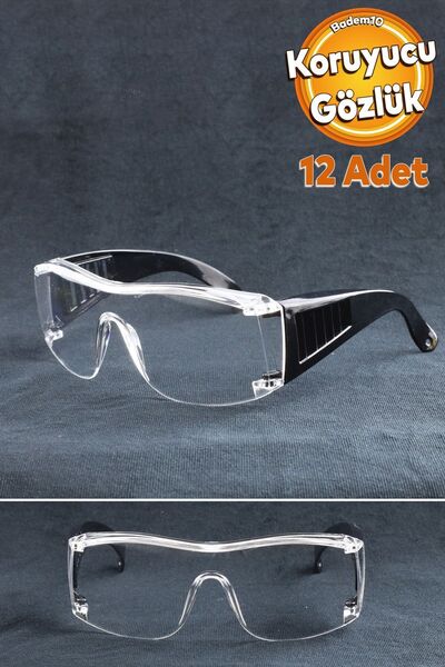 Badem10 12 Pcs Work Safety Goggle Laser Uv Laboratory Laborant Protective Welding Dust Protect Glasses Transparent
