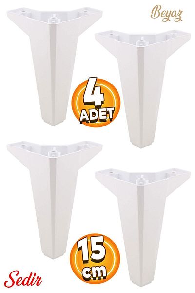 Badem10 Picioare de bază albe de 15 cm - Mobilier de lux din cedru, canapea, unitate TV și picior de fotoliu (4 buc.)