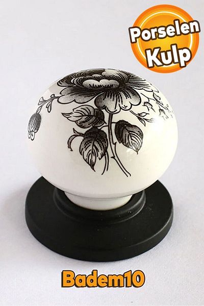 Badem10 Rose Porcelain Button Club - Ușă neagră pentru bucătărie și dulap