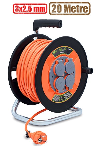 Bylion Makaralı Seyyar Kablo Kapaklı 4 Prizli Plastik Uzatma Kablosu 3x2.5 Mm...