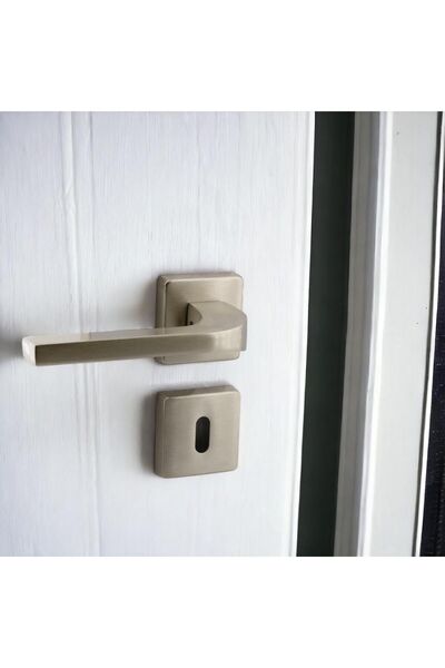 Badem10 Mâner de ușă din satin Tog, cu rozetă pătrată, compatibil cu uși glisante și din oțel, potrivit pentru mânerul ușii în stânga și în dreapta