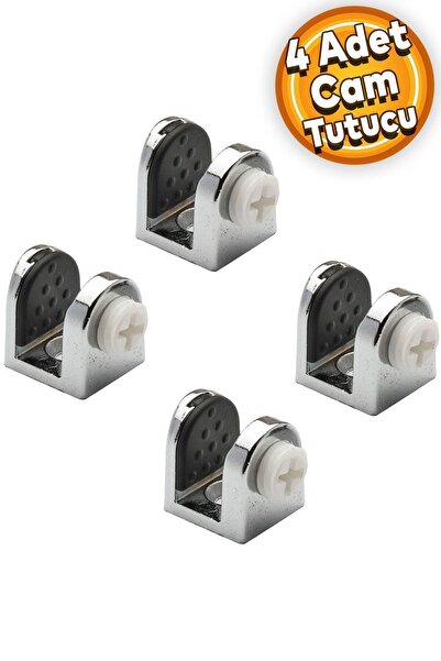 Badem10 Tırnak Metal Cam Raf Tutucu Cam Etejer Menteşesi Krom Plastik Vidalı ...