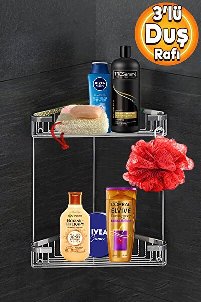 Badem10 Bathroom Shower Shelf Shampoo Rack Corner Holder Triangle Chrome 2 Tiers Supplies Organizer Organizer Kitchenware Ra