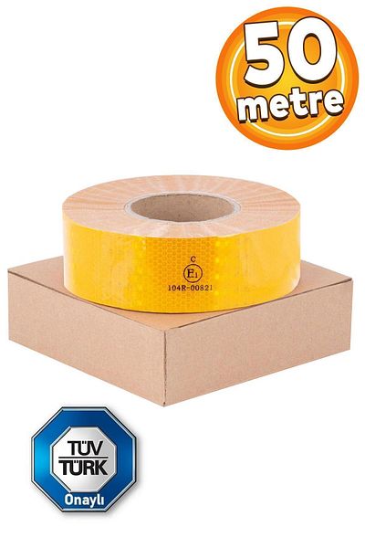 Badem10 50 Mt Yellow Reflective Phosphorescent Tape - Tuvturk Approved, Vehicle and Auto Truck Exterior Accessory