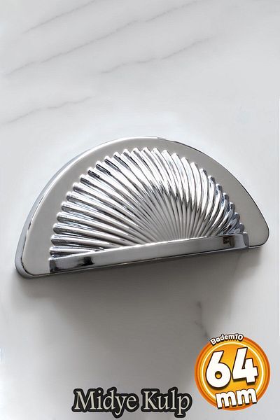 Badem10 Sailing Mussel Dish 64 mm Button Chrome Furniture Kitchen Drawer Cabinet Cabinet Handles Handle Handle