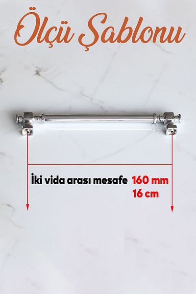 Badem10 Talas Chrome Flat Metal Handle Handle 160 mm Furniture Kitchen Drawer Cabinet Cabinet Handles Handle
