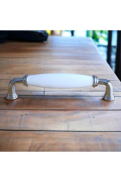 Badem10 Rose PREMIUM Porțelan Alb Bucătărie Sertar Dulap Dulap Mânere Uși Mobilier 128 Mm