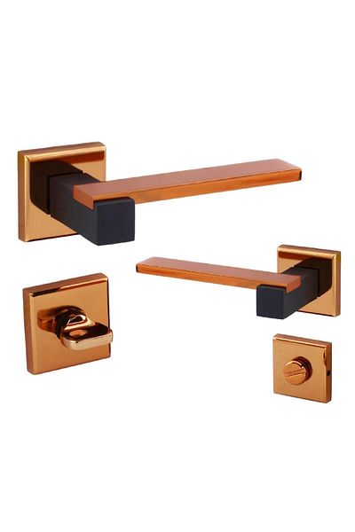Badem10 (1 SET) Lux Rose Black Wc Mânerul ușii de baie cu rozetă Ușă glisantă din oțel Se potrivește la stânga la dreapta Încuietoare toalete