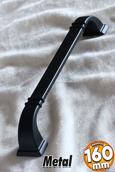 Badem10 Sertar de bucătărie Roma PREMIUM Negru cu Buton Metal 160 mm