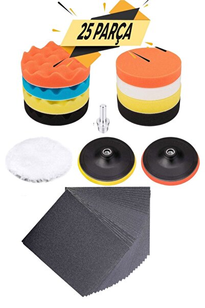 Badem10 Oto Araç Araba Pasta Cila Polisaj Süngeri Pedi Seti 115 Mm Otomotiv Parlatıcı (25 PARÇA)
