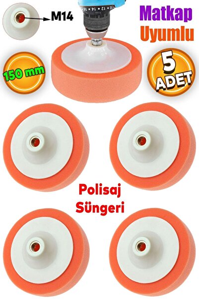 Badem10 Oto Araç Araba Pasta Cila Polisaj Süngeri Zımpara Tabanlı Turuncu 150...