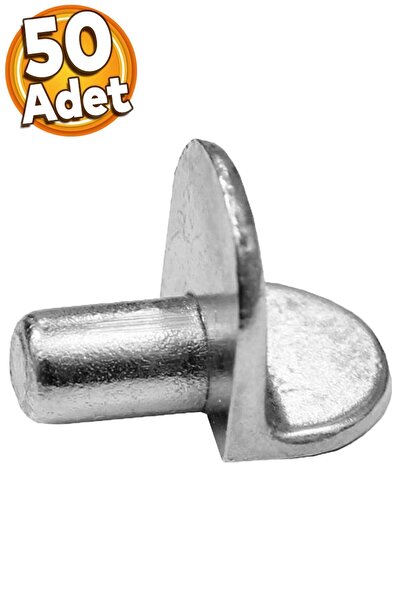 Badem10 Raf Pimi Düz Nikel Cam Ahşap Metal Raf Tutucu Çivisi Mobilya Dolap Pimi Metal (50 Adet)