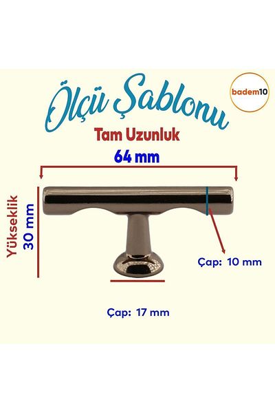 Badem10 Metal Handle Bronze - Tray Button Cabinet - Kitchen Drawer Cabinet - Door Handle
