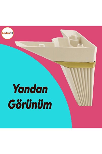 Badem10 Alcazar Corner Set of 6 Furniture TV Unit Sofa Bed Sofa Support Leg 12 cm Cream M8 Bolted