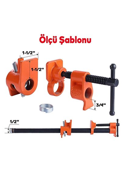 Badem10 Tezgah Boru Kelepçesi Kıskaç Ayarlanabilir Mengene Boru Tipi İşkence 1/2 Inç