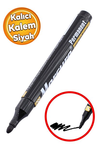 Badem10 Kalıcı İşaretleyici Siyah Kalem Metal Plastik Cam Ahşap Yüzey Suya Da...