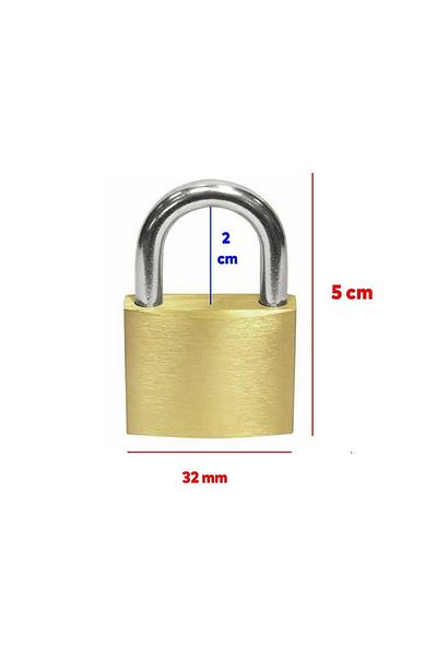 Badem10 Padlock Yellow 32 mm 3 Keyed Ring Door Case Box Lock Tosba Lock
