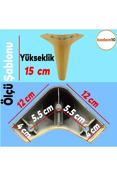 Badem10 Canapea de lux Aspen - 15 cm lățime Unitate TV maro și picioare de bază (4 bucăți)