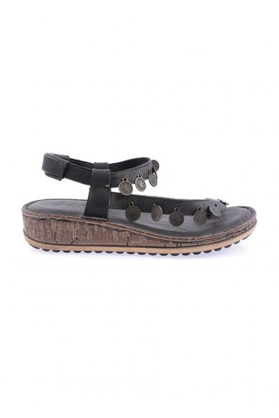 DGN Women's Accessory Flip Flops Sandals Black Genuine Leather 29833133