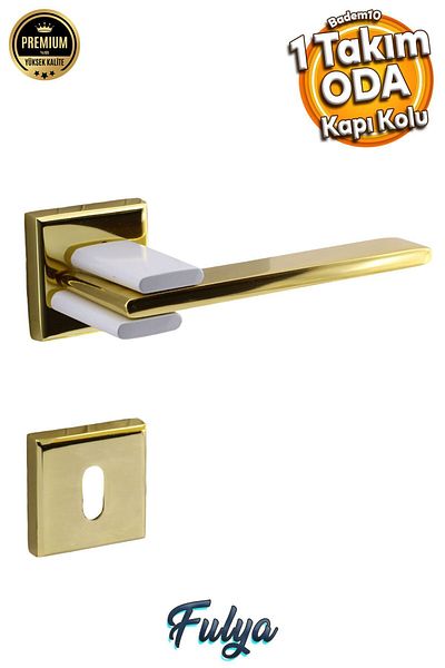 Badem10 Fulya Luxury Gold Room Door Handle Gold Rosette Sliding and Steel Door Door Handle Suitable for Right Left