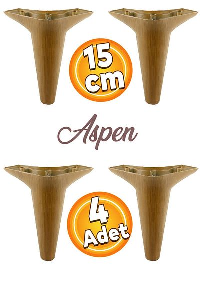 Badem10 Mobilier de lux Aspen Canapea Fotoliu Unitate TV Picior de bază Picioare 15 cm Picior din nuc închis (4 buc.)