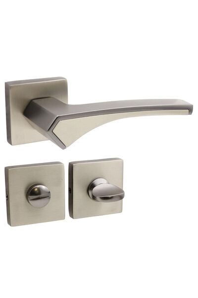 Badem10 Merve Square Rosette Mâner de ușă pentru baie-WC - Potrivit pentru stânga și dreapta, Antracit Satin