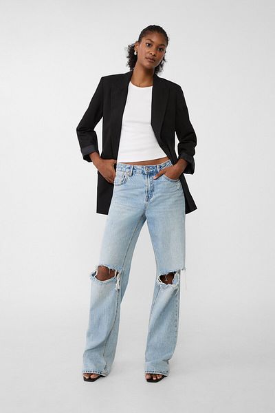 Stradivarius Dökümlü, önü açık blazer