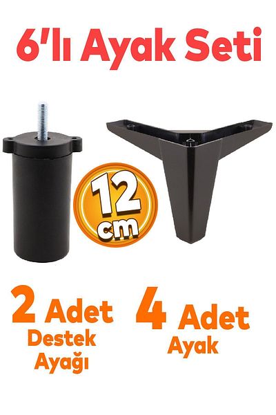 Badem10 Cedar Set 6 Mobila TV Unitate Canapea Pat Fotoliu Picior Suport Canapea 12cm Aripă Neagră 17 Picioare Soclu