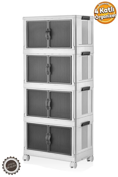 Badem10 Çok Amaçlı Katlanır Portatif Istiflenebilir Düzenleyici Organizer Mutfak Dolapları Dolabı Beyaz