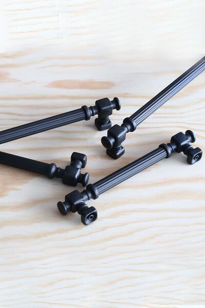 Badem10 Talas Metal cu dungi negru mat 224 mm Mobilier Bucătărie Sertar Dulap Mâner dulap Mâner