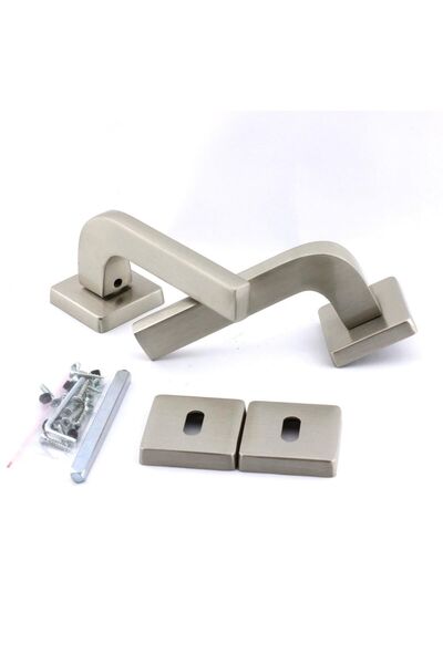 Badem10 Mâner de ușă din satin Tog, cu rozetă pătrată, compatibil cu uși glisante și din oțel, potrivit pentru mânerul ușii în stânga și în dreapta