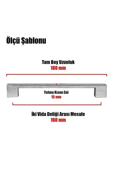 Badem10 Cemre Furniture Kitchen Drawer Cabinet Cabinet Handle Handle Handle (160 Mm-16.0 cm) Chrome Metal Handle