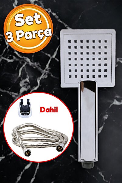 Badem10 Duş Seti Fişkiye Banyo Duş Başlığı Set Fiskiyesi Telefonu Kare Klasik...