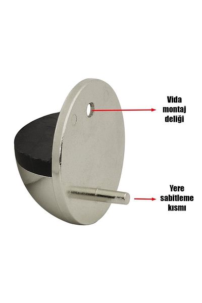 Badem10 Opritor de ușă din metal inox - șurub semi-lună, tampon de oprire și suport de oprire