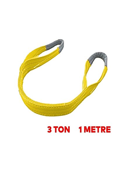 Badem10 Sapan Polyester Spanzet 3 Ton 1 Metre Sarı Sağlam Yük Kaldırma Taşıma İndirme Halat