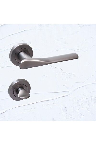 Badem10 Mâner pentru ușă de baie Royal Smoked WC Mâner de aplicare dreapta-stânga cu rozetă circulară