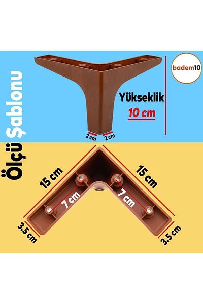 Badem10 Mobilier de lux Sedef Canapea Unitate TV Picior fotoliu 10 cm Picioare cu model din lemn (4 buc.)