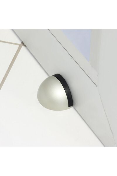 Badem10 Yarımay Yapışkanlı Kapı Kolu Stoperi Tamponu Stop Metal Durdurucu Tutucu Tutacağı Gri 10 Adet