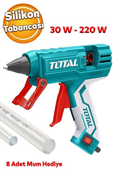 TOTAL Dayanıklı Sağlam Sıcak Mum Silikon Tabancası 11.2 mm Tutkal Isı 30 W-220 W Mum Çubuğu Hediyeli