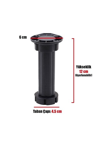 Badem10 Picioare de ridicare pentru dulap reglabile pentru mobilier 12 cm picioare negre de echilibru